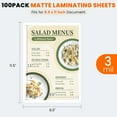 thumbnail image 2 of Matte Laminating Sheets,100 Pack 9 x 11.5 Inches,3 Mil Thick,Ultra Clear with Matte Finish, Fitted for Letter Size Thermal Laminating Pouches 8.5 x 11, 2 of 4
