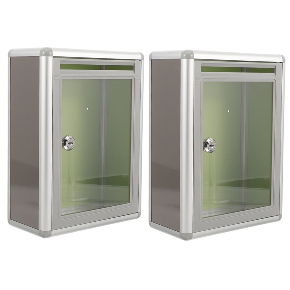 DINHEAROM 2Pcs Wall Mounted Mailbox Metal with Lock Grey Suitable for Indoor Outdoor Use