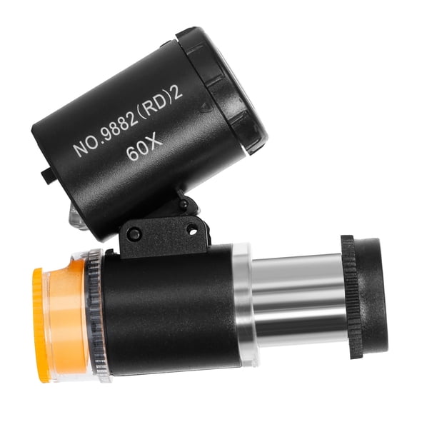 AUNTO DE LUPA 60X LUPA LUPA LUPA CON 2 LUCES LED Y 1 LUZ UV Longitud