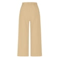 thumbnail image 7 of Pants for Women Elastic Waist Straight Leg Solid Color Casual Pocket Pants Khaki XXL, 7 of 7