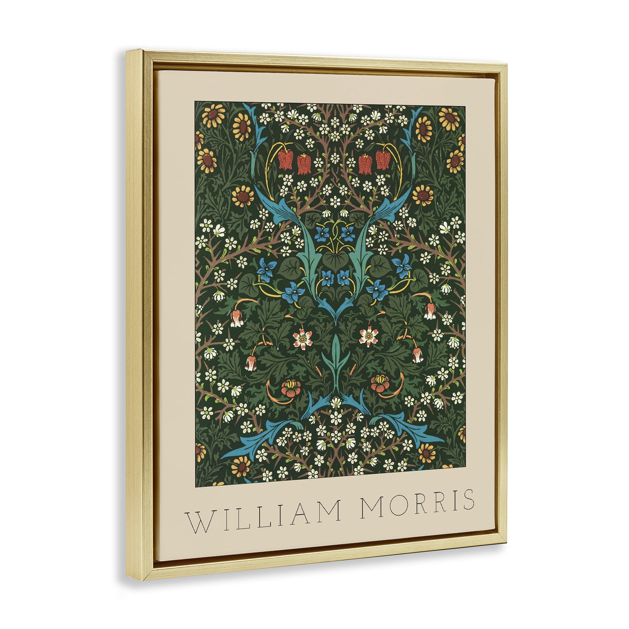 Stupell Industries Ornate Botanicals William Morris Gold Framed Floater Canvas Wall Art, design by Lil' Rue