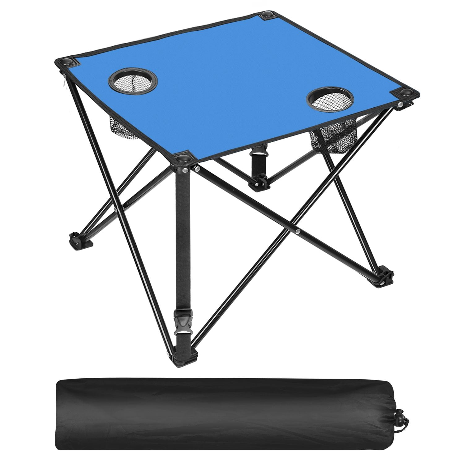 Foldable Camping Table Portable Picnic Table Lightweight Travel Desk with 2 Cup Holders Carrying Bag
