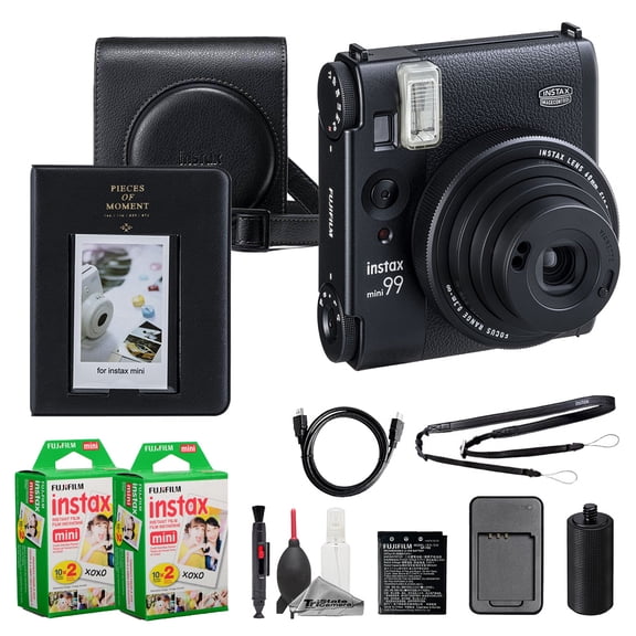 Fujifilm Instax Mini 99 Instant Film Camera (Black) Case Instax Mini Instant Film (40 Sheets) Cleaning Kit Mini Photo Album