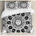 thumbnail image 3 of Zodiac Decor Twin Size Duvet Cover Set, Astrology Houses in Mandala Pattern with Sun in Middle Ethnic Kitsch Artwork, Decorative 2 Piece Bedding Set with 1 Pillow Sham, Black Grey, by Ambesonne, 3 of 3