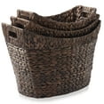 thumbnail image 3 of Casafield Set of 3 Oval Baskets with Handles - Espresso, Water Hyacinth Woven Storage Totes for Blankets, Laundry, Bathroom, Bedroom, Living Room, 3 of 7