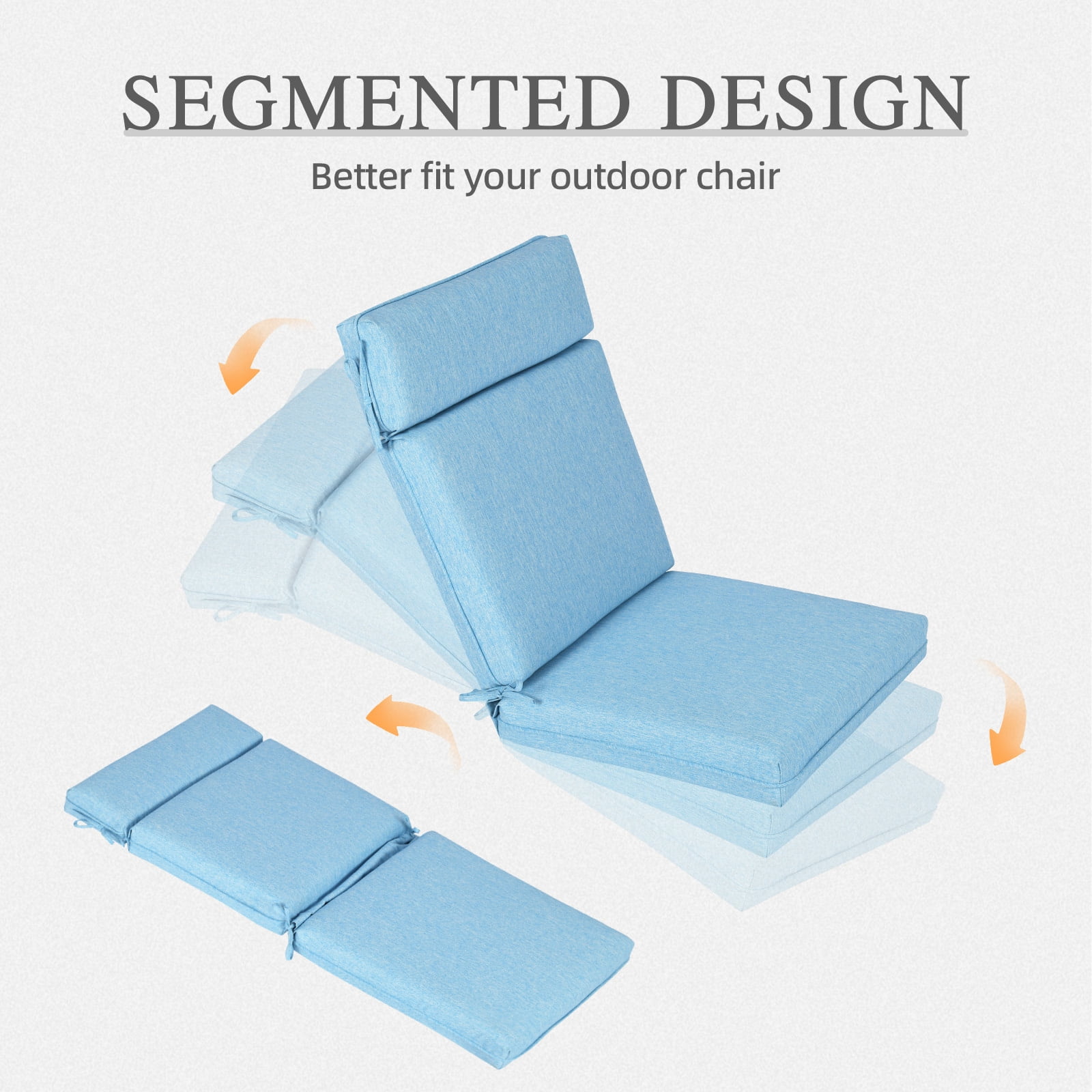 Aoodor High-Back Outdoor Dining Chair Cushion Set, Fade-Resistant Polyester Fabric, Water-Repellent TPU Coating, 44x21x3 Inches (Set of 4)
