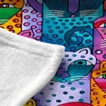 thumbnail image 3 of Strange Cat Funny Cartoon Pattern Print Throw Blanket, 3 of 6