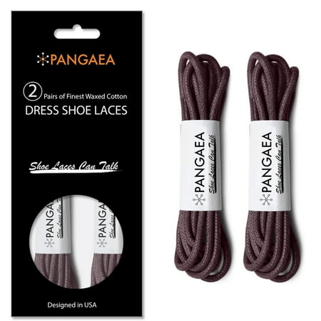 Image of [4 Laces] 2Pair-Pack Waxed Round Oxford Shoe Laces for Dress Shoes Chukka 3/32Inch Thin(#04 Dark Brown 34in (86cm))