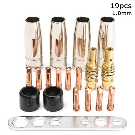 

19pcs 0.8mm for MB15 15AK Holder Kit Welder Accessory MIG Welding Nozzle Kit Soldering Tool Conductive Contact Tips Torch Consumables 1.0MM 19PCS