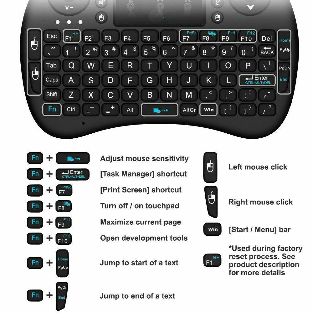 PerfectESell Mini Wireless Keyboard with Touchpad photo 3