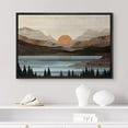 thumbnail image 2 of PixonSign Framed Canvas Print Wall Art Mountain Range Lake Trees Nature Wilderness Woodblock Illustrations Decorative Multicolor Landscape Wood Panels Country/Farmhouse - 24"x36" Black, 2 of 5