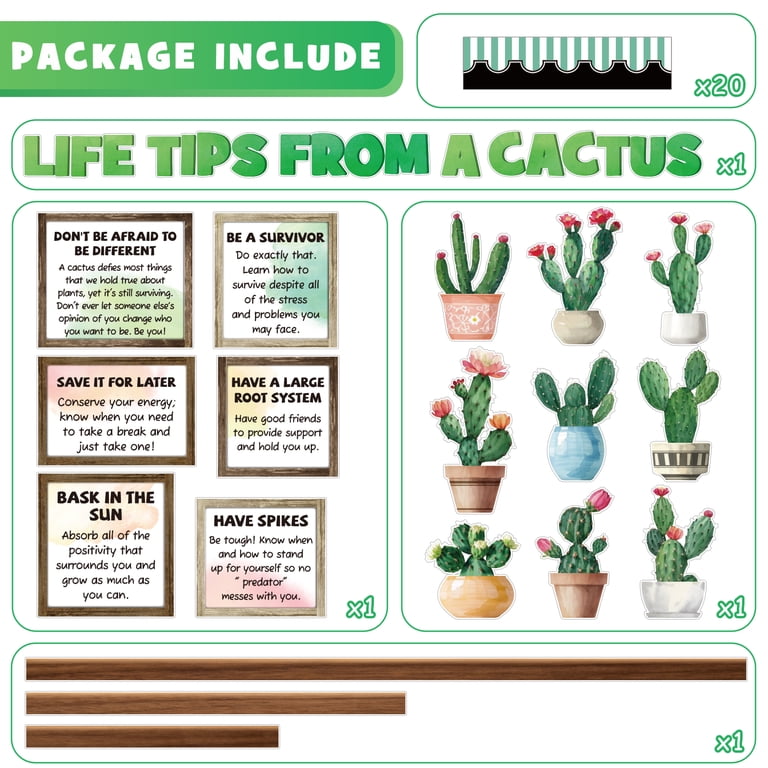 60 Pcs Greenery Bulletin Board Kit - Let's Grow Together Classroom Decor With Eucalyptus & Succulent Cutouts, Borders & Letters