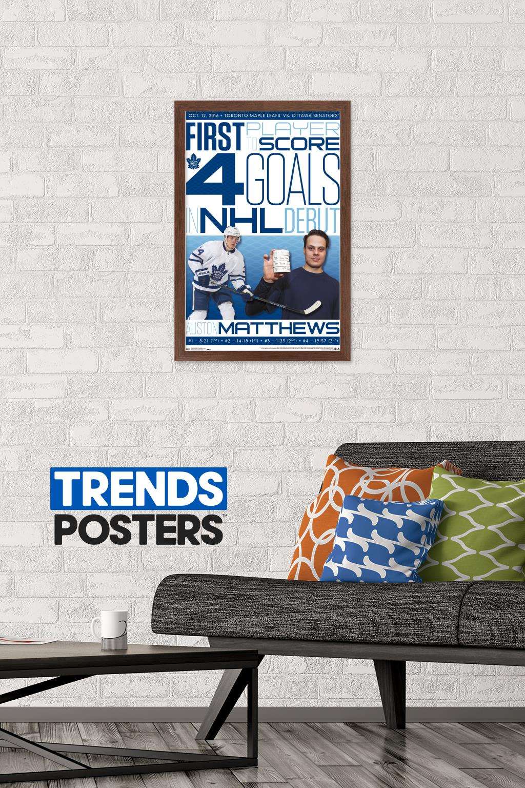 NHL Toronto Maple Leafs - Austin Matthews History Wall Poster, 14.725" x 22.375", Framed