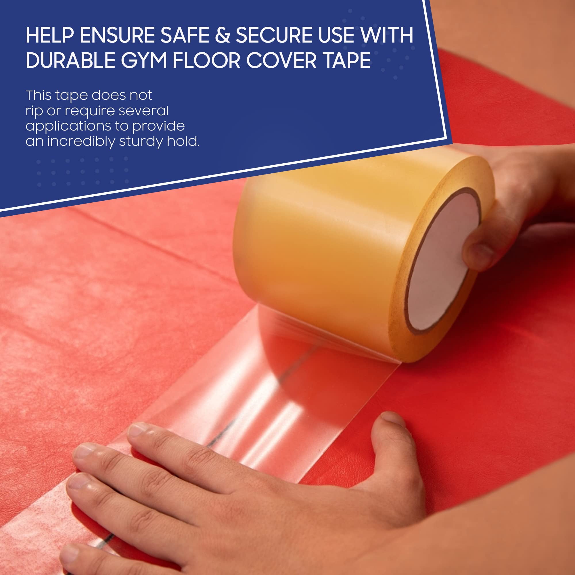 Tarps Now Floor Cover Tape, Gym Floor Seaming Vinyl Marking Tape - Clear (16 Rolls/Case)