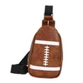 thumbnail image 3 of Bolso de pecho de rugby perfecl Mochila de hombro de cuero PU Marron oscuro, 3 of 8