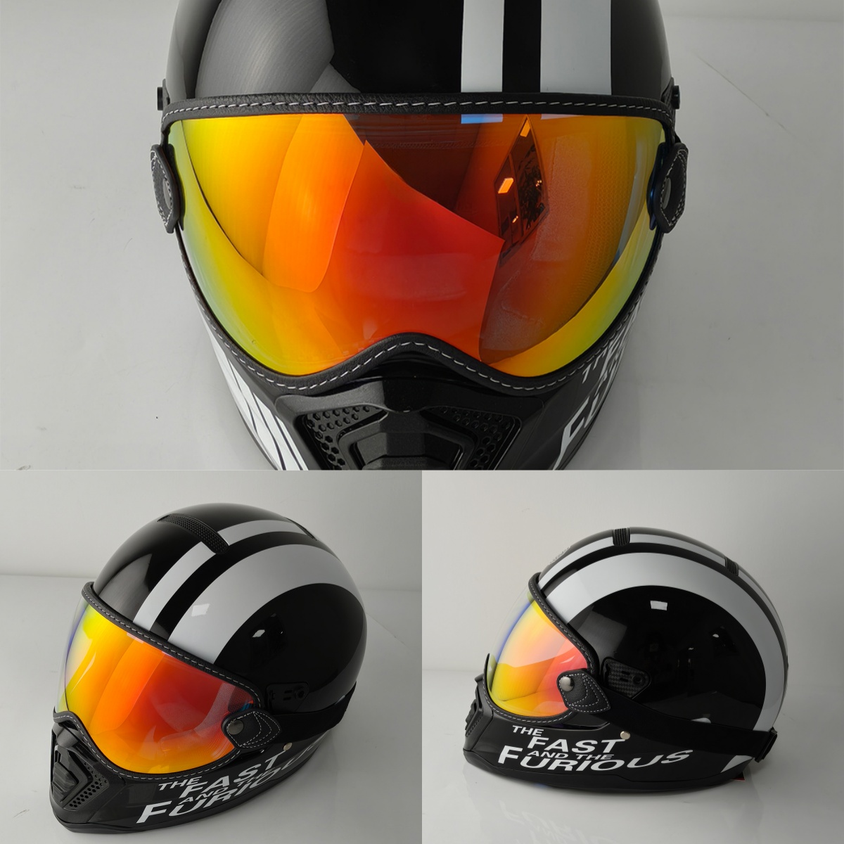 Retro Bubble Visor Helmet Shield Vintage Elastic Band Open Face Full-Face Motorcycle Accessories