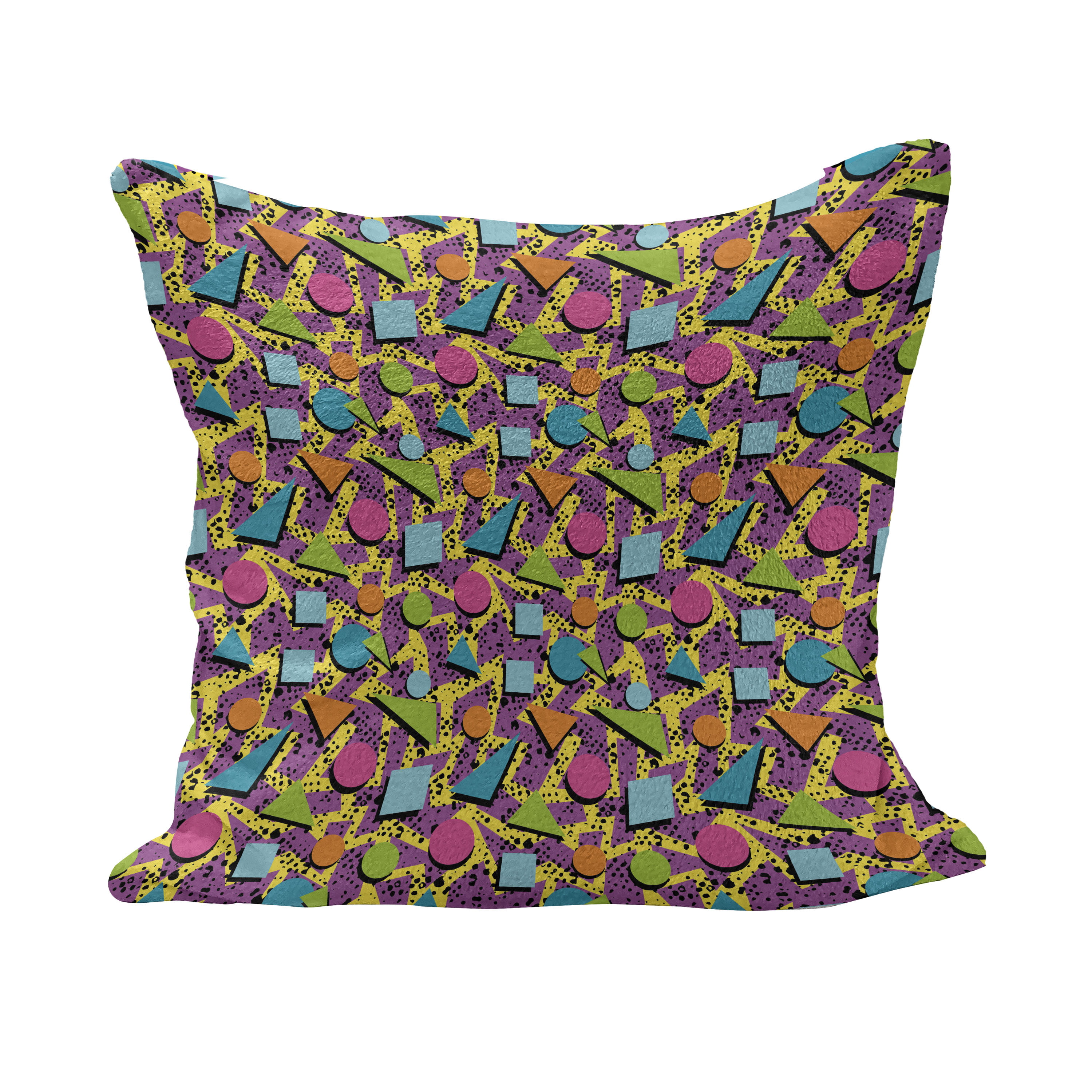 Multicolor 16x16 Vintage Retro Accessories 80s Style Abstract Deco Pop Art Colorful Dots Pattern Throw Pillow