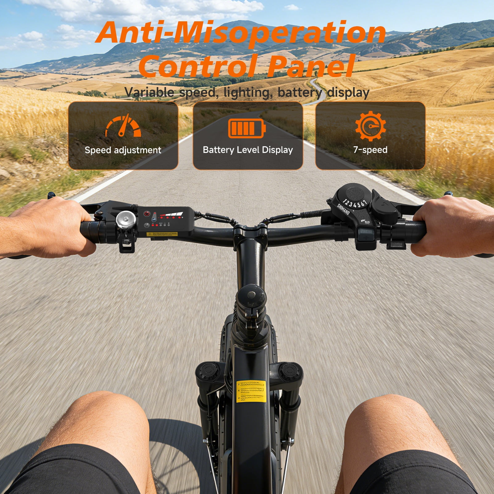 Large Frame Electric Bike for Adults - 26" Ebike, 48V 15.6AH UL 2849 Battery, 28MPH, Front Suspension, Adjustable Seat, 330lbs Capacity, Black
