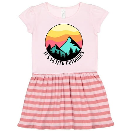 

Inktastic It s Better Outdoors Mountains at Sunset Gift Toddler Girl Dress