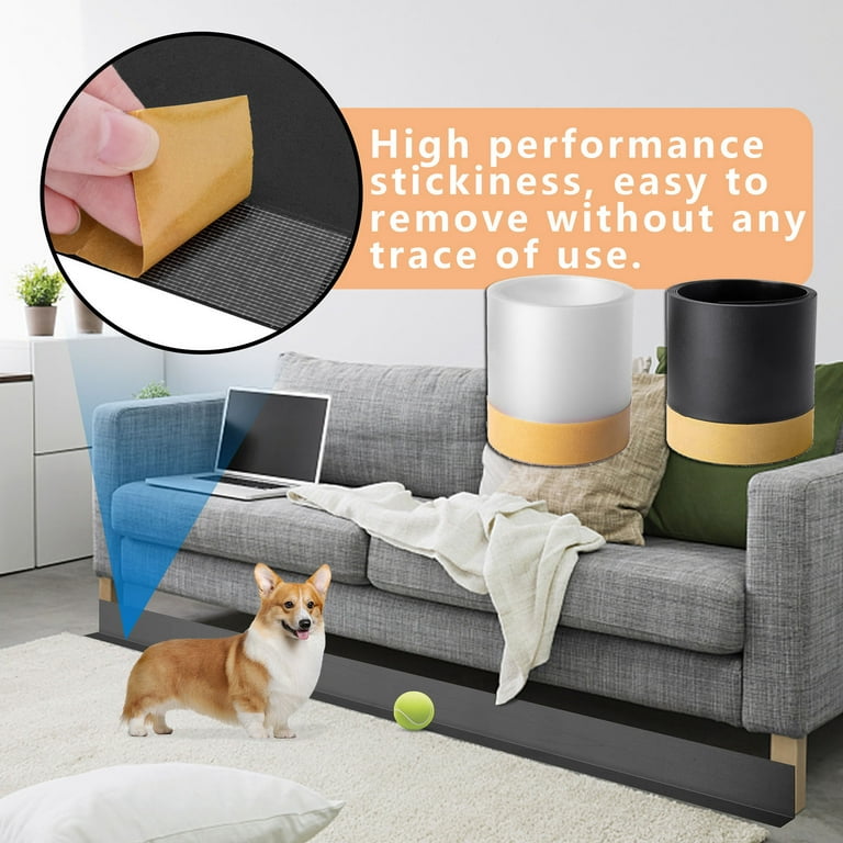 2 Sets Under Bed Blocker Bumper for Under Couch, White Toy Blocker Stop Toy  Going Under Furniture, Easy to Install Under Sofa Barrier Pet Blocker for