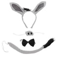 thumbnail image 1 of BRIGHTFUFU 1 juego de adorables diademas con orejas de burro para niños, accesorio de disfraz de Halloween, accesorio para disfraz de burro, diadema para nariz, pajarita y cola, 1 of 8