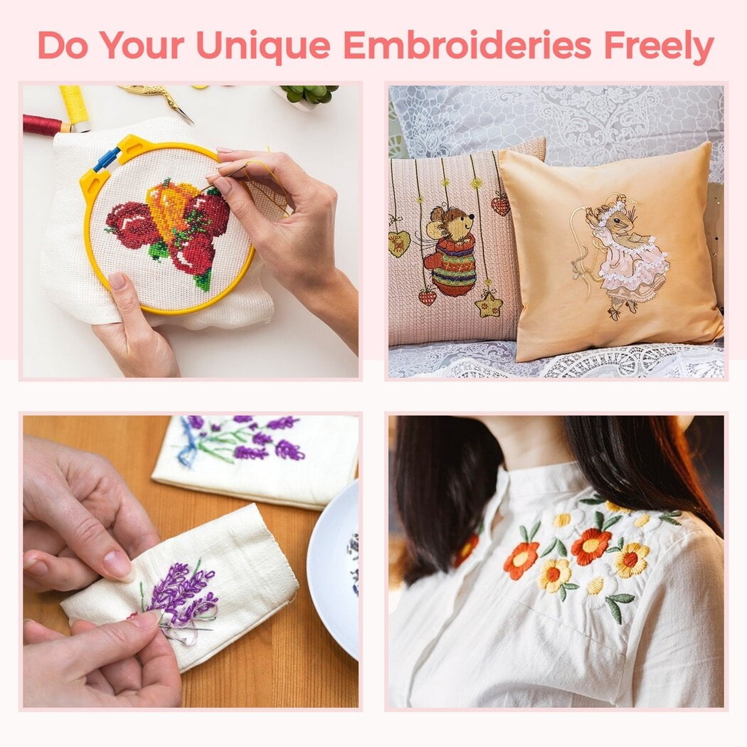 Embroidery Floss Set, Rainbow Color Polyester Cotton Threads for Cross Stitch, Bracelet Yarn, Craft Floss, Premium Rainbow Color Embroidery Floss