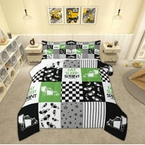 Manfei Tractor Machinery Truck Bedding Comforter Set, Construction Vehicle Twin Comforter Sets, Teens Boys Girls Kids Reversible Bedding Set, Microfiber Bedroom Decor, 2 Pieces