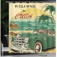 thumbnail image 4 of Ambesonne Tropical Shower Curtain, Cuba Beach Ocean Palm, 69"Wx84"L, Green Cream Yellow, 4 of 5