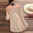 thumbnail image 3 of Women Plus Size Three Quarter Striped Print V-Neck Loose Fit Top T-Shirt Blouse, 3 of 5