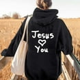 thumbnail image 4 of Jesus Hoodies for Women 2025 Long Sleeve Cute Y2K Christian Hoodie with Pockets Hooded Sweatshirt Pullover Tops, 4 of 5