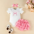 thumbnail image 2 of mgoYE Baby Girl Clothes Baby Girl Clothes Short Sleeve Ribbed Knit Romper Tops + Tutu Skirt + Cute Headband 3pcs Set(White,6-9 Months), 2 of 6