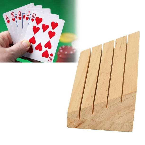 Lot de 2 supports en bois pour cartes jouer en forme de poker Pour enfants adultes et personnes Lot de 2 supports en bois pour cartes jouer en forme de poker Pour enfants adultes et personnes