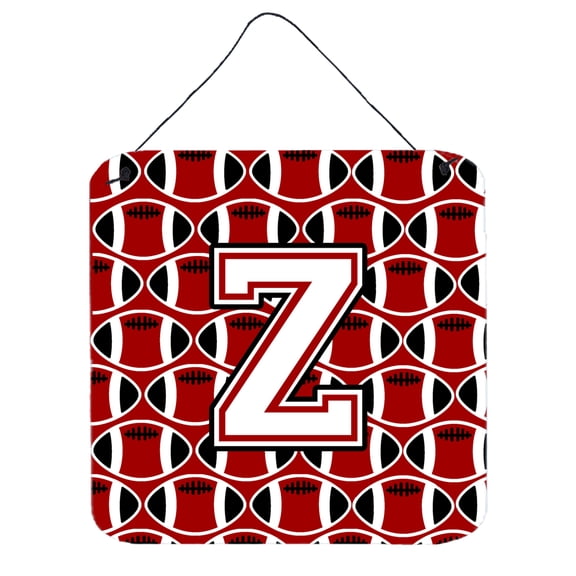 Letter Z Football Cardinal and White Wall or Door Hanging Prints