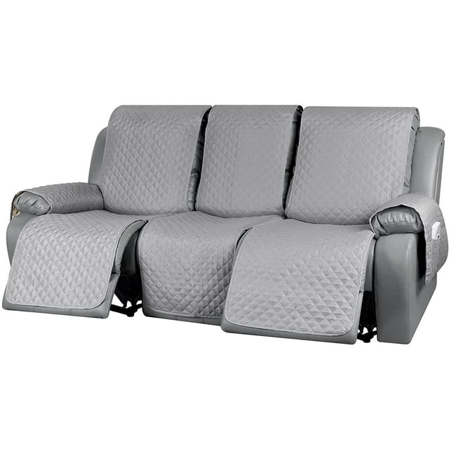 Housse de Sofa Inclinable, Housses de Canapé Inclinable, Housse de Canapé Inclinable à Mouvement Protecteur de Meuble avec Sangles Élastiques (Standard 3 Places, Gris Pâle