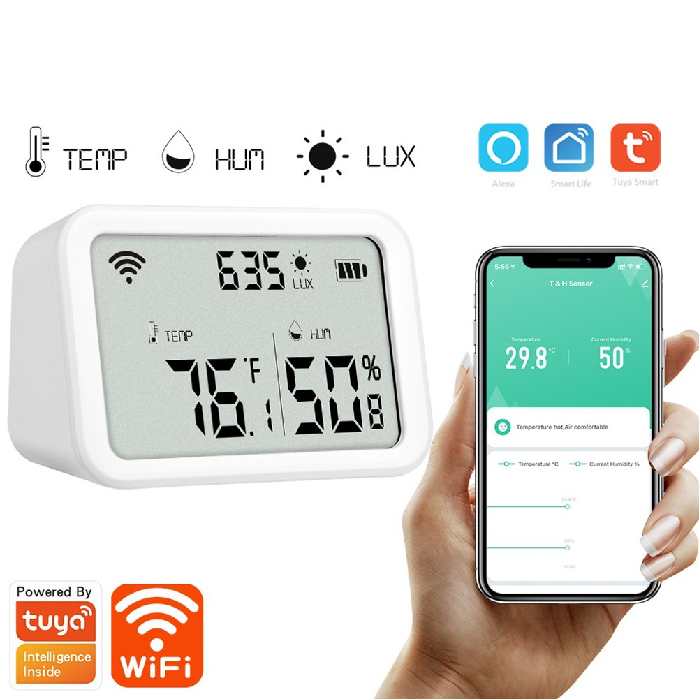 Fule Tuya WIFI Zigbee Temperature Humidity Sensor Indoor Luminance