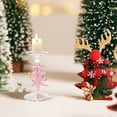 thumbnail image 3 of Christmas Tree Glass Candle Holder with Wreath, 6.3-Inch Green Holiday Candle Stand, Festive Table Decor for Christmas Home Decoration pink, 3 of 7