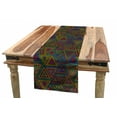 thumbnail image 1 of Geometric Table Runner, Modern Design in Rainbow Colors Triangles Retro 80s Like Pattern Image Artwork, Dining Room Kitchen Rectangular Runner, 3 Sizes, by Ambesonne, 1 of 2