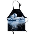 thumbnail image 1 of Moon Apron The Moon Setting over Clouds Water Reflections Stars Universe Themed Image Print, Unisex Kitchen Bib Apron with Adjustable Neck for Cooking Baking Gardening, Black Blue White, by Ambesonne, 1 of 3