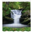 thumbnail image 2 of Ambesonne Nature Shower Curtain, Trees Flowers Waterfall, 69"Wx75"L, Green White, 2 of 4