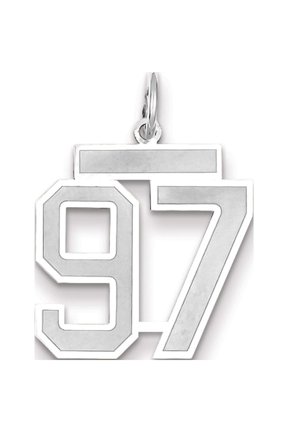 14K White Gold 14Kw Medium Satin Number 97 Charm Made In United States wsm97
