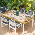 thumbnail image 2 of Happy Easter Table Cloths for 5 Foot Rectangle Tables, Bunny Eggs Spring Mushrooms Floral Rustic Yellow Patio Waterproof Elastic Fitted Tablecloths, Washable Rectangular Table Cover for Camping, 2 of 8