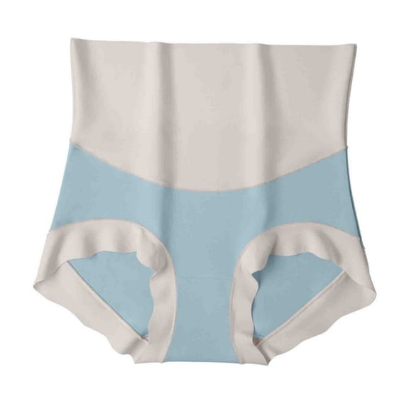 YWDJ Cotton Breathable Lightweight High Waist No Show Fashion Breathable Soft Stretch Panties Underwear With Belly Briefs Blue XL