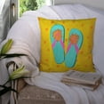thumbnail image 3 of Carolines Treasures LD6150PW1414 Flip Flops Yellow Indoor & Outdoor Fabric Decorative Pillow, 3 of 4