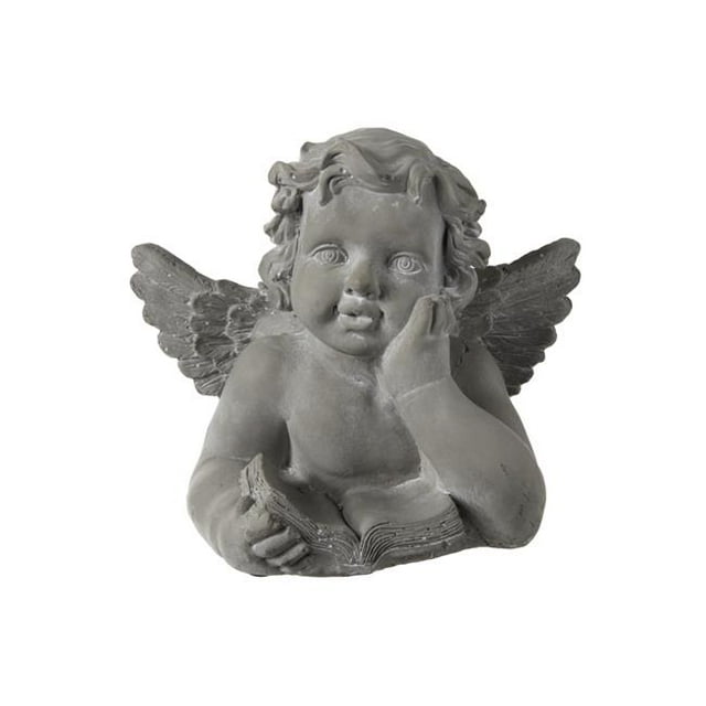 Collection de Tendances Urbaines Figurine de Buste de Lecture 35657 Ciment Ange avec Main sur la Joue & 44; Béton Gris