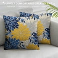 thumbnail image 3 of COMIO  Navy Blue Yellow Pillow Covers Modern Geometry Dahlia Floral Print Decorative Throw Pillow Covers Outdoor Farmhouse Cushion Case for Home Couch Sofa Bed Decoration, 3 of 5