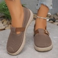 thumbnail image 4 of Xfvqtps Womens Knit Flats Buckle Strap Shoes Breathable Comfortable Flat Shoes Casual Everyday Wear Coffee, 4 of 9