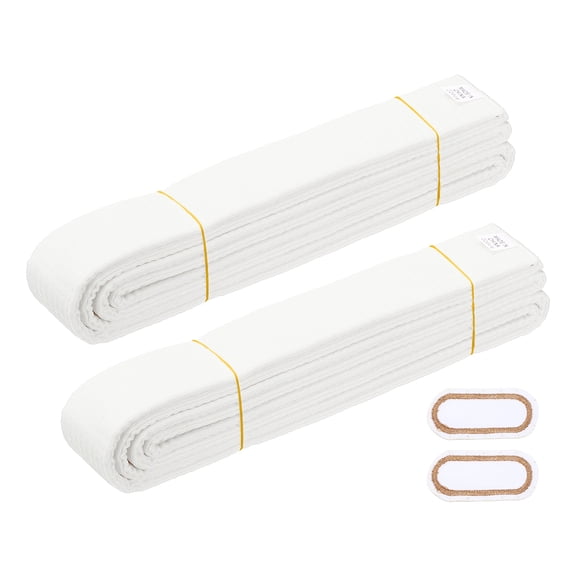 Uxcell Karate Belt, Martial Arts Ranking Belts with Name Tag Solid Cotton Double-Layered Core Long Soft Uniform Training Equipment Fitting for (Taekwondo/Karate/Judo) 7.2ft&2Pcs&White