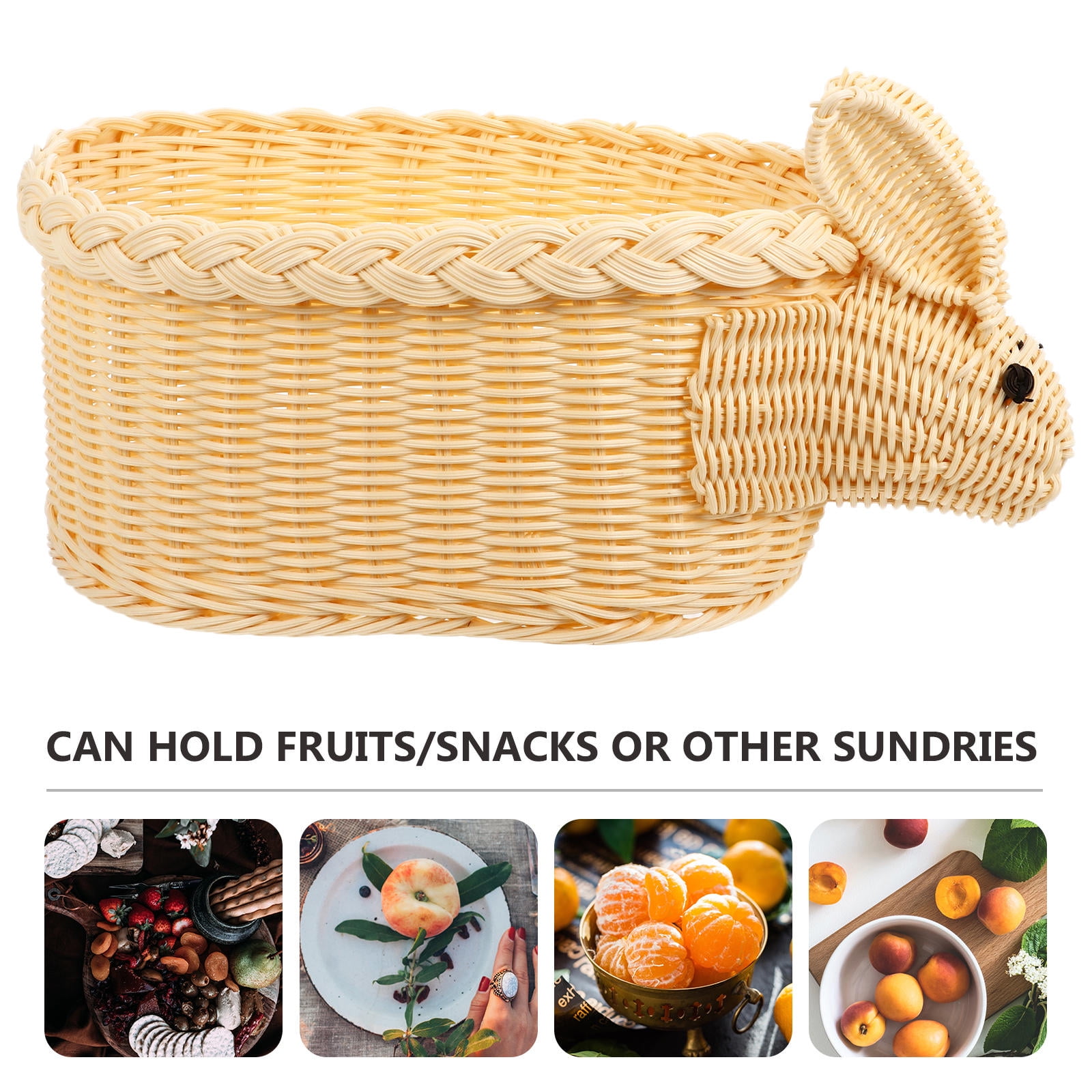 HOOWIFFY Rattan Weaving Storage Baskets Beige 36x21x15cm for Easter Use 1Pack