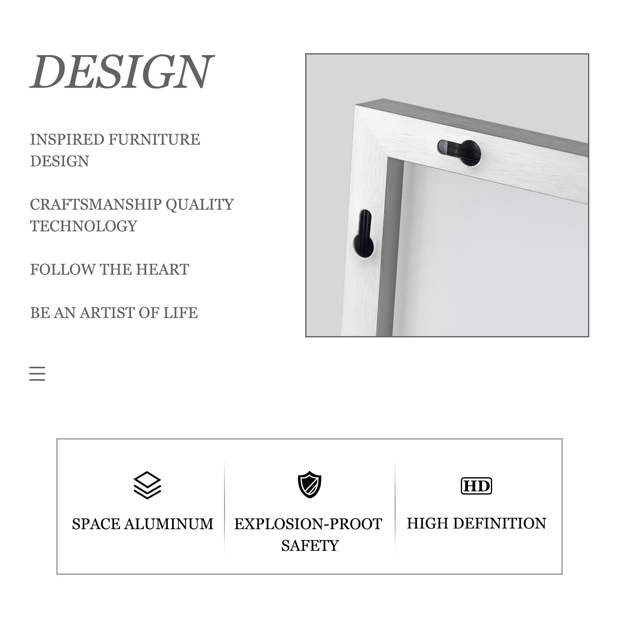 71"x24" Rectangular Full Length Floor Mirror with Stand Silver