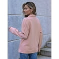 thumbnail image 6 of Women'S Quarter Zip Tunics Fall Winter Long Sleeve Pullover Ribbed Quilted V Neck Collared Outfits Loose Pink L, 6 of 9